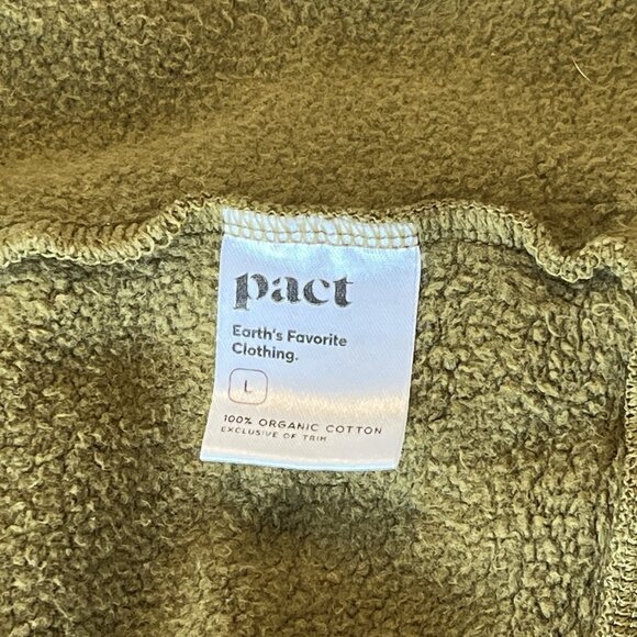 Pact Organic Cotton Hoodie Sweatshirt Full Zip Jacket Large Green Sustainable - Picture 6 of 16